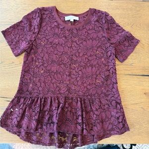 LOFT Deep Purple Lace Top
